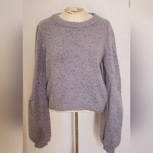 Milly Purple/Lavender Speckled Sweater with Long, Blouson Sleeves -- Size M